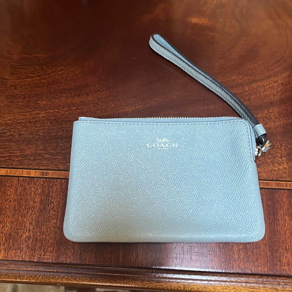 Barely Used Coach Blue/Silver Wristlet!